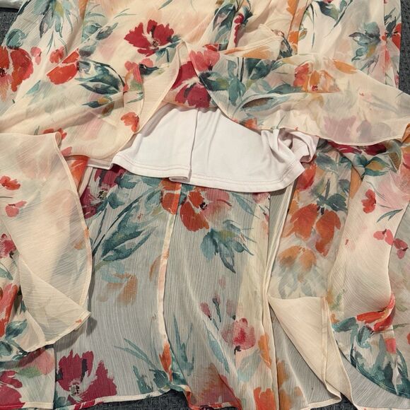 Calvin Klein Floral Chiffon High Low Dress Pink Multi Size 14 Excellent - Picture 7 of 9